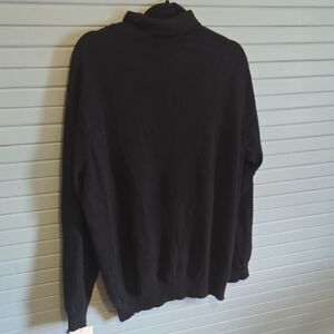 Men's Cashmere Black Turtleneck Sweater - Classic Crew Neck Layering Knit